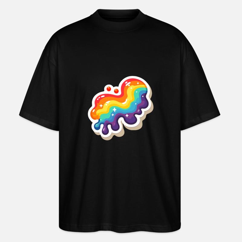 Regenbogen-Pouring-Farbe - Stanley/Stella Oversized Unisex Bio T-Shirt Blaster 2.0 - Schwarz