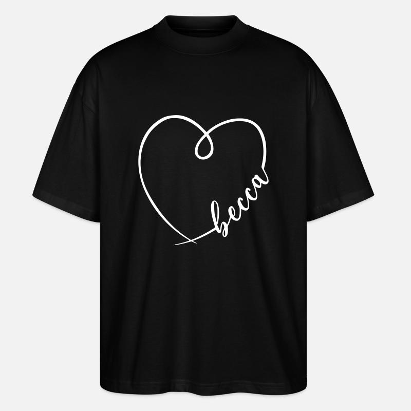 Becca nom calligraphie coeur - T-shirt bio Blaster 2.0 coupe oversize Stanley/Stella Unisexe - noir