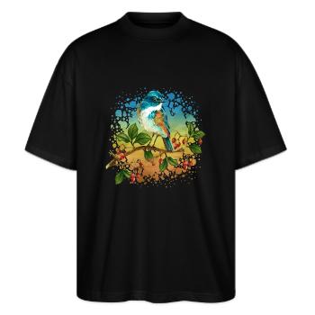 Bunter Vogel - Stanley/Stella Oversized Unisex Bio T-Shirt Blaster 2.0 - Schwarz - Vorne - Alina (178cm) & Michal (187cm)