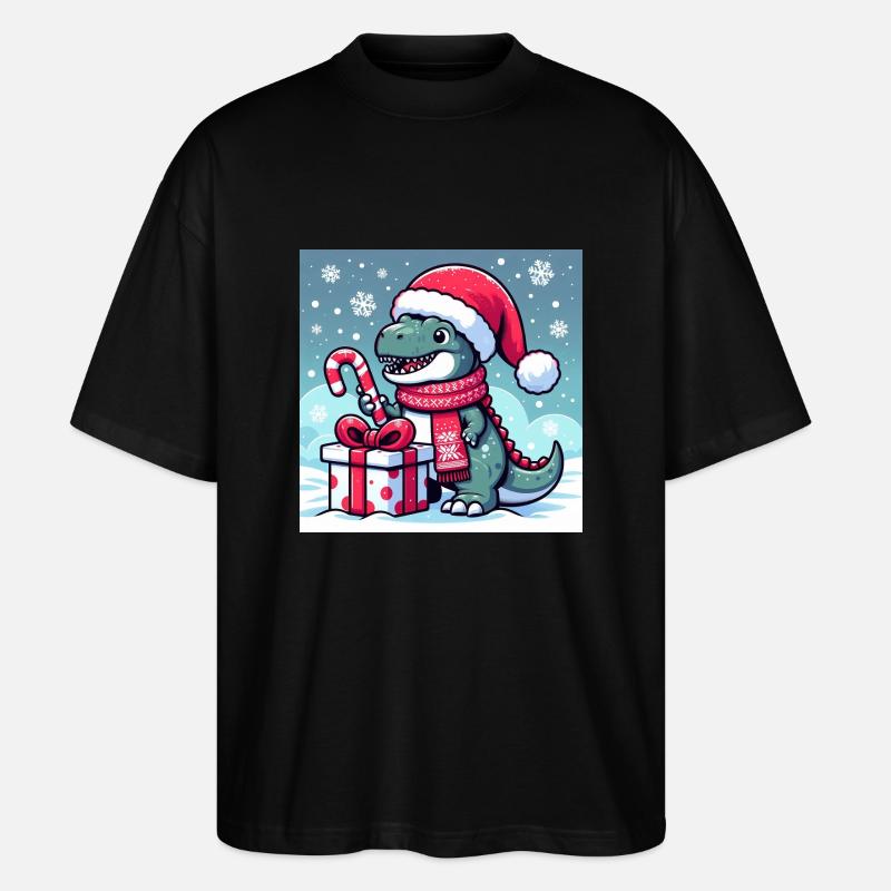 T-Rex de Noël - T-shirt bio Blaster 2.0 coupe oversize Stanley/Stella Unisexe - noir