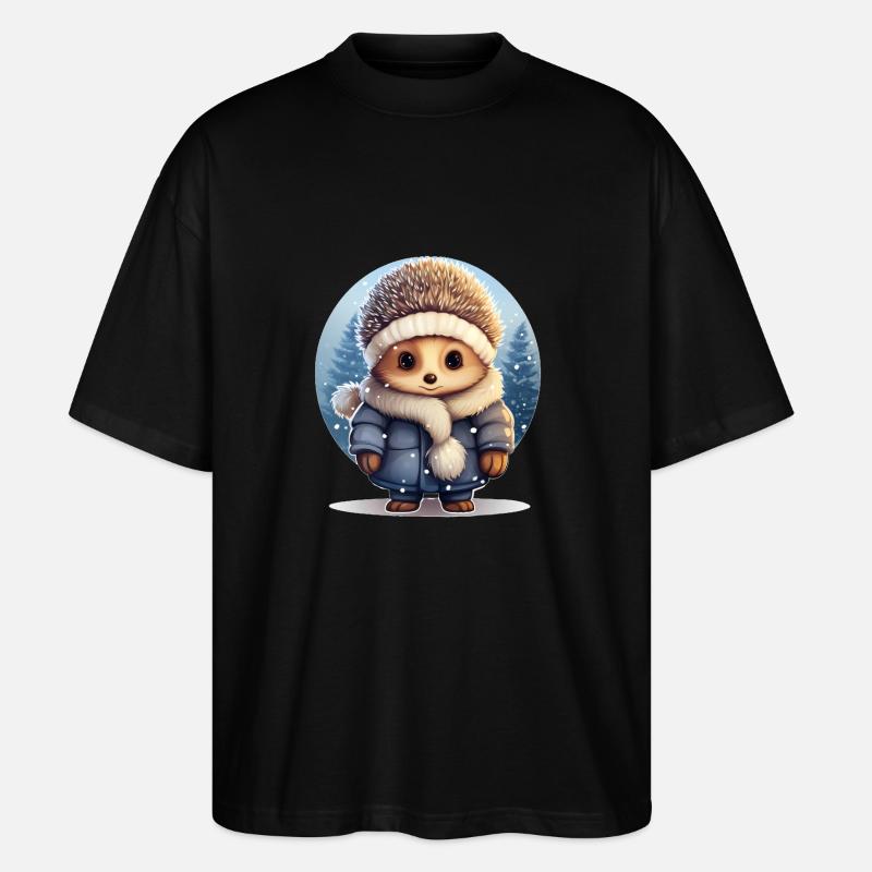 Igel im Schnee - Stanley/Stella Oversized Unisex Bio T-Shirt Blaster 2.0 - Schwarz