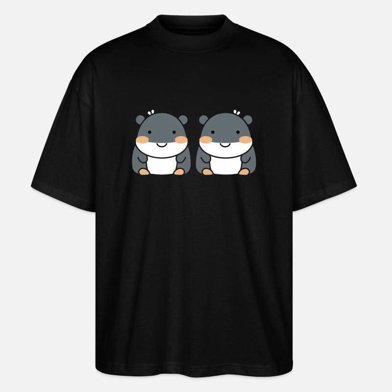 Liebe kleine Nilpferde - Stanley/Stella Oversized Unisex Bio T-Shirt Blaster 2.0 - Schwarz