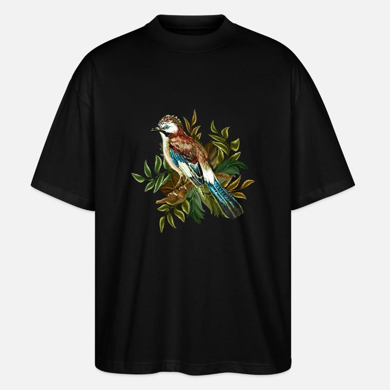 Bunter Vogel - Stanley/Stella Oversized Unisex Bio T-Shirt Blaster 2.0 - Schwarz