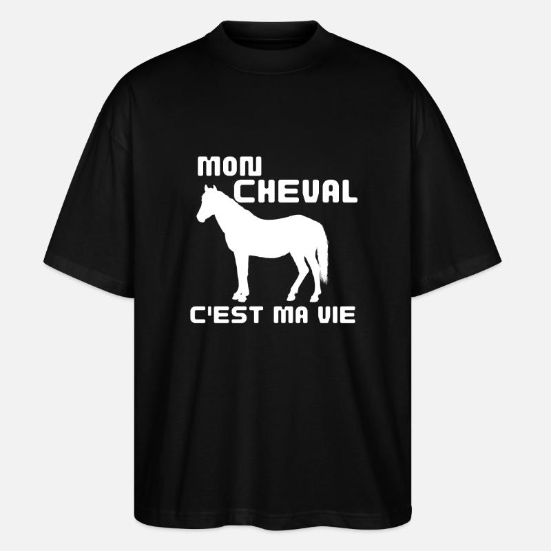 Monu cheval c'est ma vie - T-shirt bio Blaster 2.0 coupe oversize Stanley/Stella Unisexe - noir