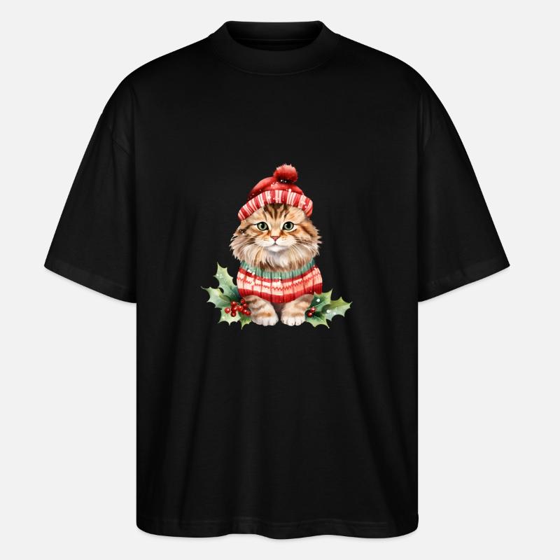 Katze im Weihnachtslook - Stanley/Stella Oversized Unisex Bio T-Shirt Blaster 2.0 - Schwarz