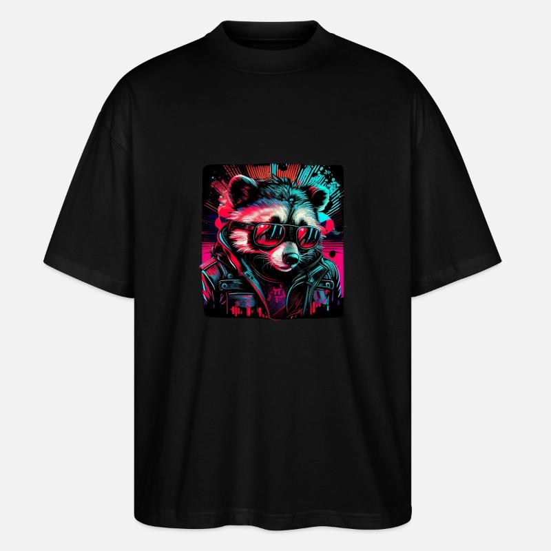 Cyber-Waschbär - Stanley/Stella Oversized Unisex Bio T-Shirt Blaster 2.0 - Schwarz
