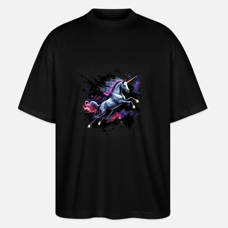 Einhorn im All - Stanley/Stella Oversized Unisex Bio T-Shirt Blaster 2.0 - Schwarz
