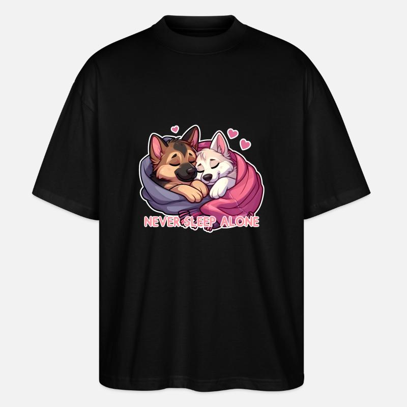 Schlafende Schäferhunde - Never Sleep Alone - Stanley/Stella Oversized Unisex Bio T-Shirt Blaster 2.0 - Schwarz