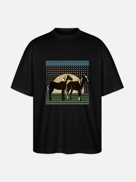 Horses - Stanley/Stella Oversized Unisex Organic T-shirt Blaster 2.0 - black