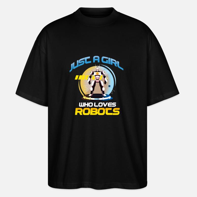 Roboter-Mädchen - Stanley/Stella Oversized Unisex Bio T-Shirt Blaster 2.0 - Schwarz