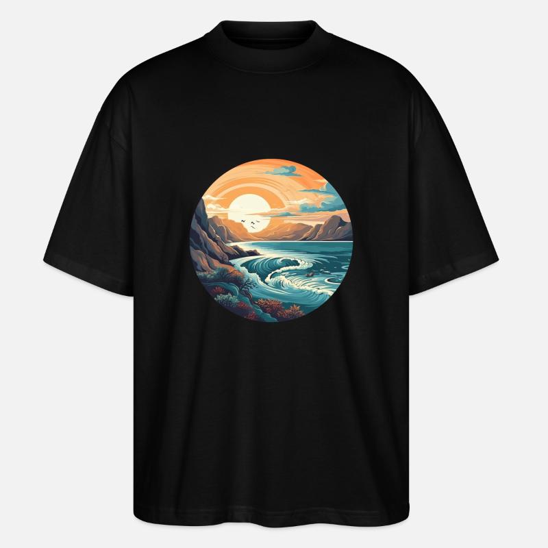 Plage rocheuse - T-shirt bio Blaster 2.0 coupe oversize Stanley/Stella Unisexe - noir