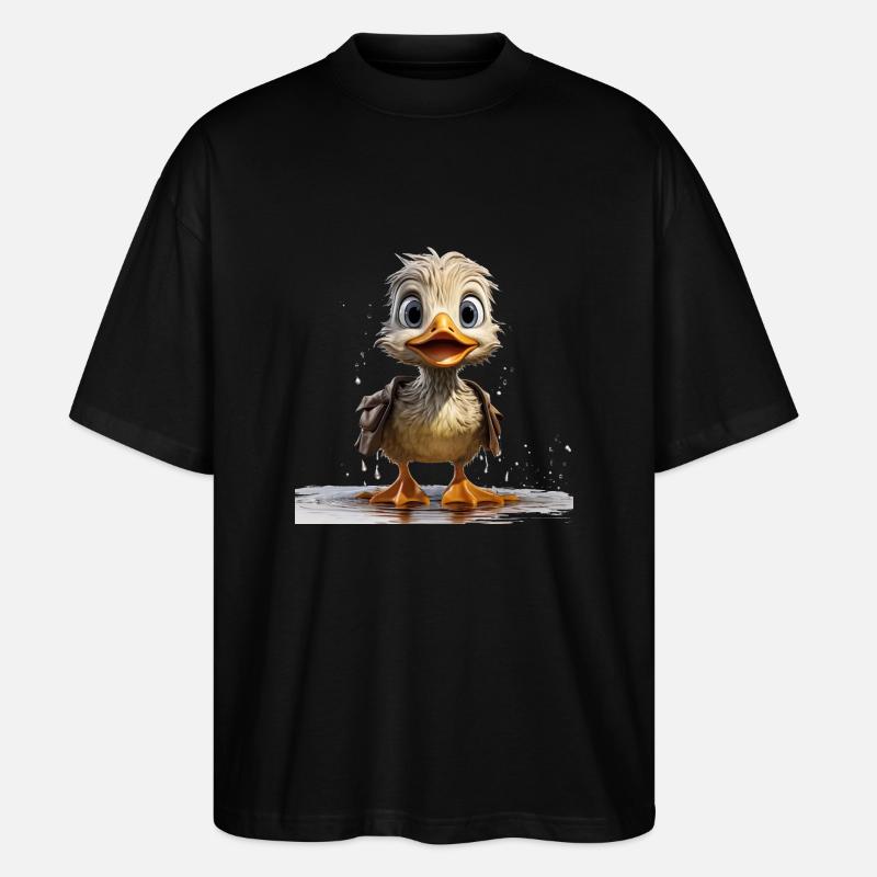 Funny duck soaking wet - Stanley/Stella Oversized Unisex Organic T-shirt Blaster 2.0 - black