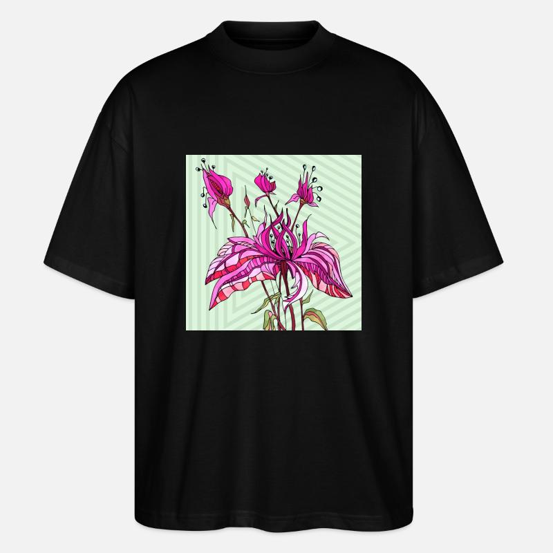 Blumen - Stanley/Stella Oversized Unisex Bio T-Shirt Blaster 2.0 - Schwarz