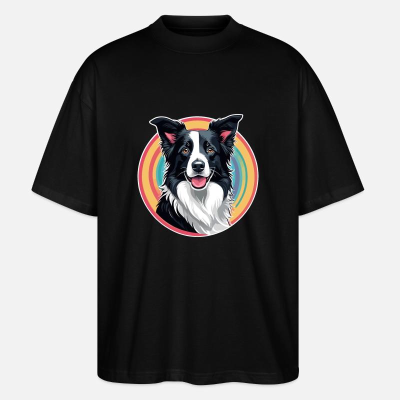 Border Collie - Stanley/Stella Oversized Unisex Bio T-Shirt Blaster 2.0 - Schwarz
