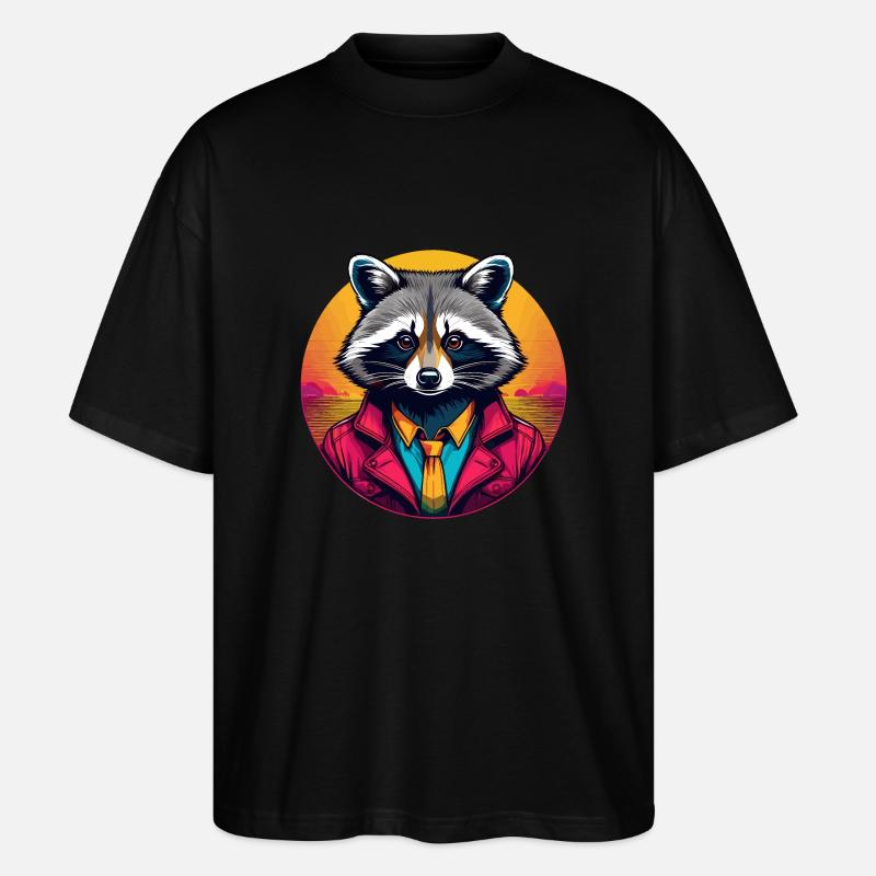 Waschbär - Stanley/Stella Oversized Unisex Bio T-Shirt Blaster 2.0 - Schwarz