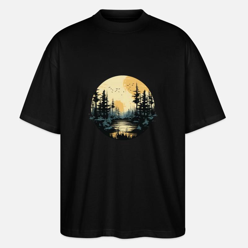 Vollmond-Wälder - Stanley/Stella Oversized Unisex Bio T-Shirt Blaster 2.0 - Schwarz