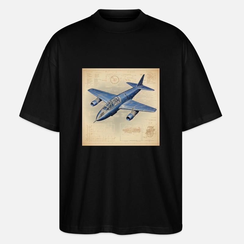 Plan d’un avion à réaction - T-shirt bio Blaster 2.0 coupe oversize Stanley/Stella Unisexe - noir