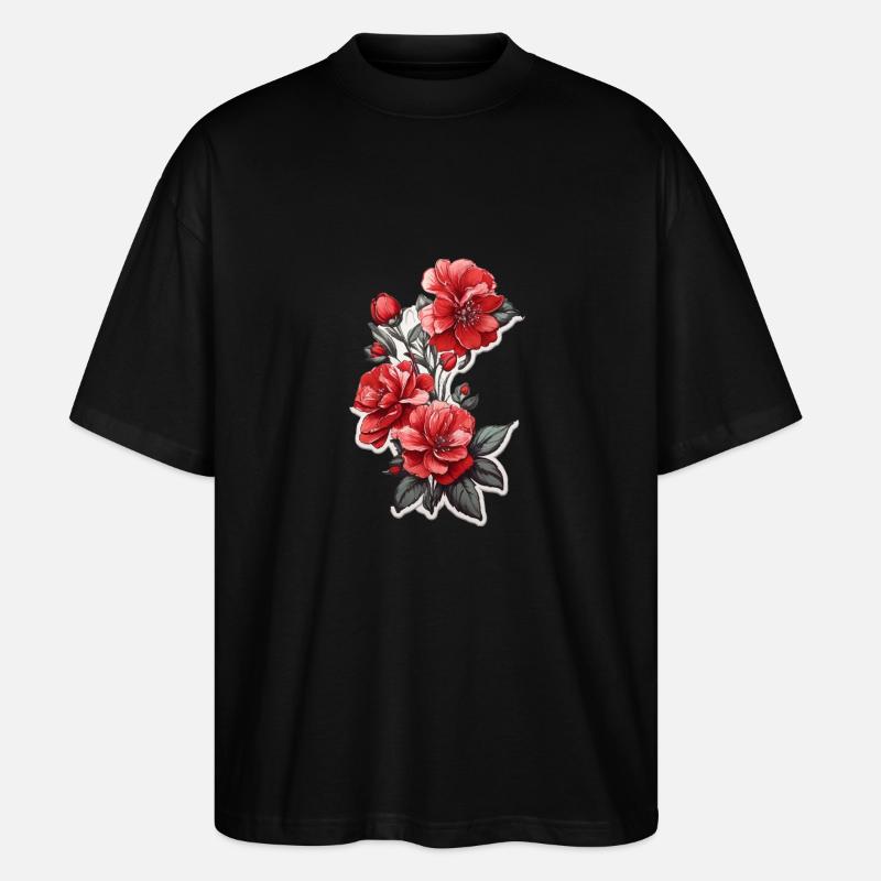Schöne Rote Blume - Stanley/Stella Oversized Unisex Bio T-Shirt Blaster 2.0 - Schwarz