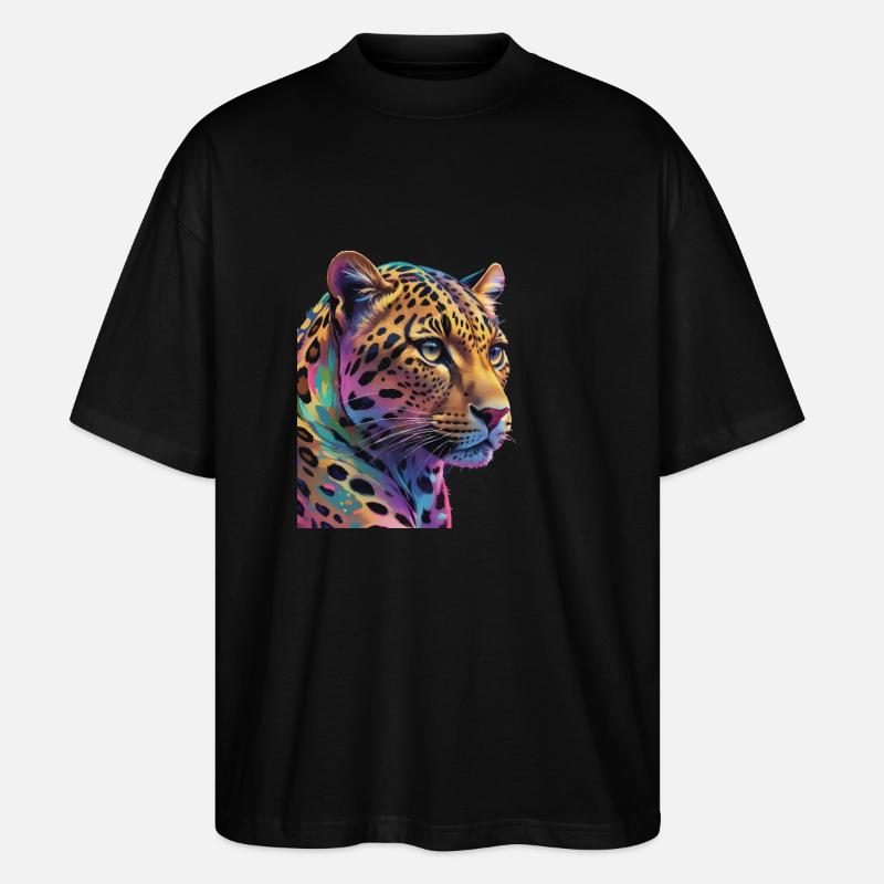 Leopard - Stanley/Stella Oversized Unisex Bio T-Shirt Blaster 2.0 - Schwarz