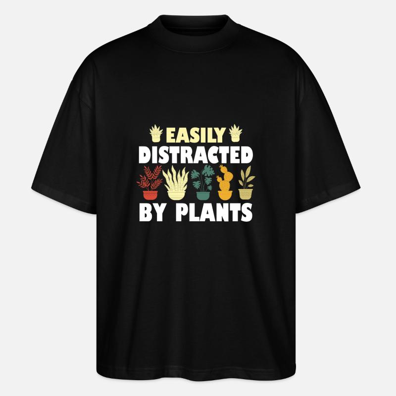 Easily Distracted By Plants - Stanley/Stella Oversized Unisex Organic T-shirt Blaster 2.0 - black