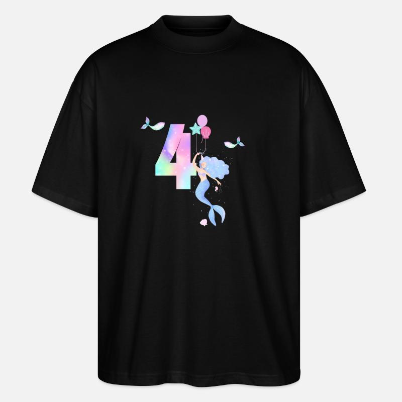 4e anniversaire sirène - T-shirt bio Blaster 2.0 coupe oversize Stanley/Stella Unisexe - noir
