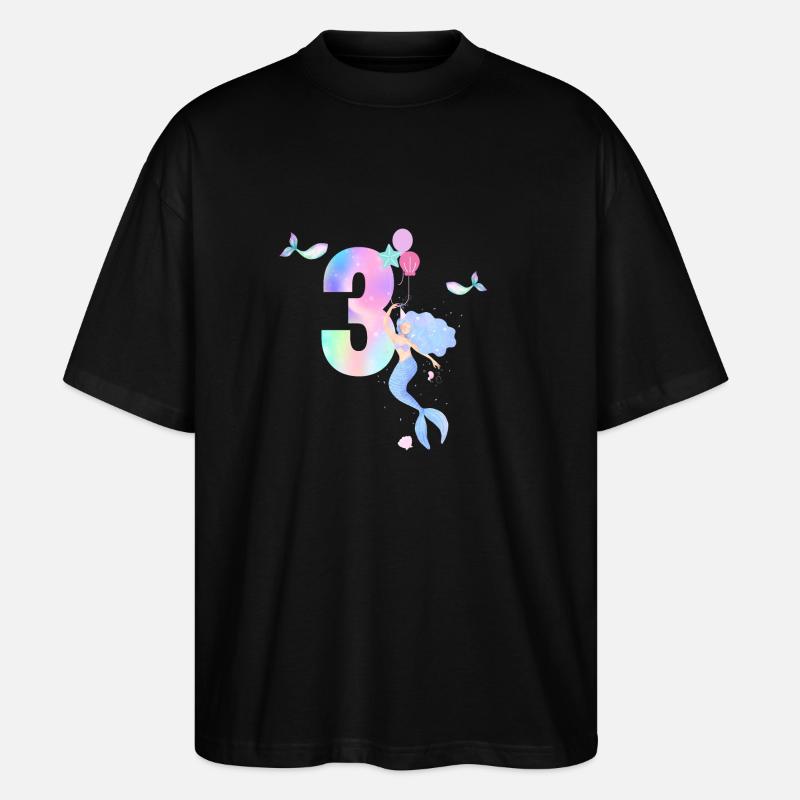 3e anniversaire sirène - T-shirt bio Blaster 2.0 coupe oversize Stanley/Stella Unisexe - noir