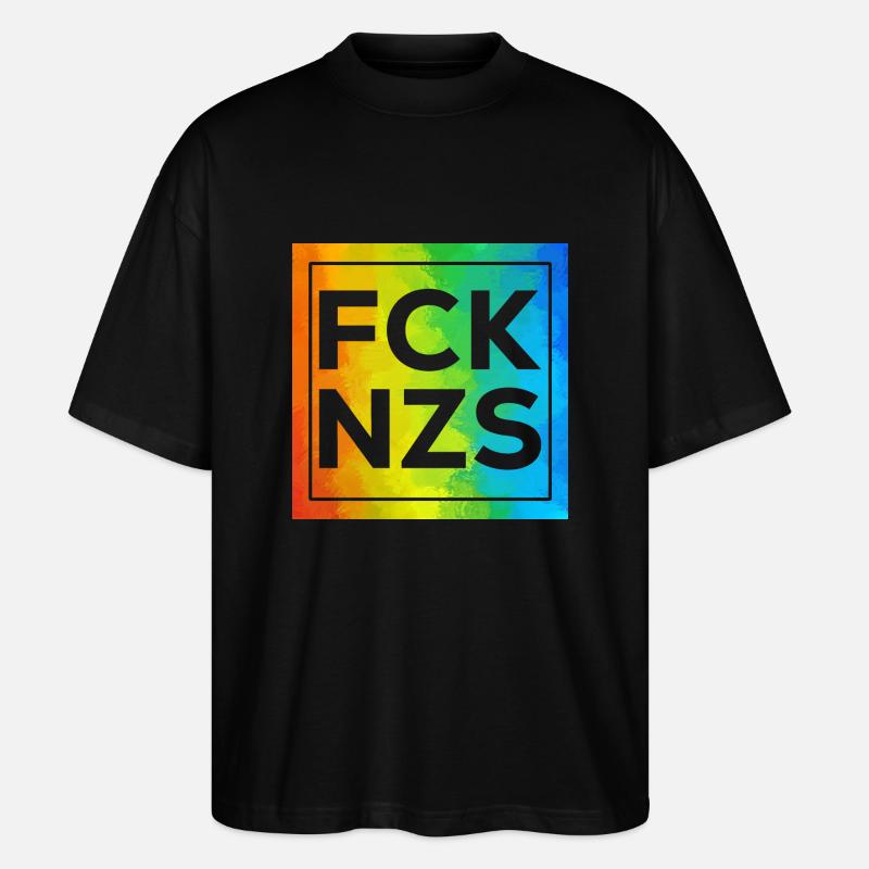 FCK NZS Cutout mit Rahmen - Stanley/Stella Oversized Unisex Bio T-Shirt Blaster 2.0 - Schwarz