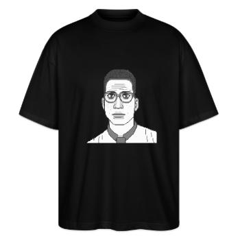 Pixel Intellectual - Stanley/Stella Oversized Unisex Organic T-shirt Blaster 2.0 - black - Front - Alina (178cm) & Michal (187cm)