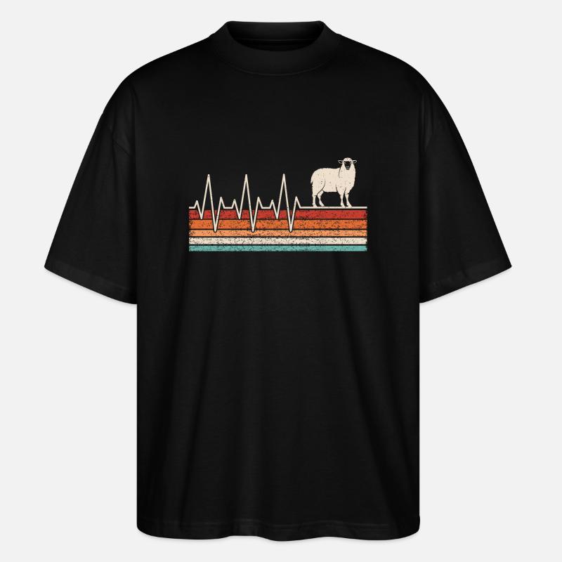 Schaf Herzschlag - Stanley/Stella Oversized Unisex Bio T-Shirt Blaster 2.0 - Schwarz