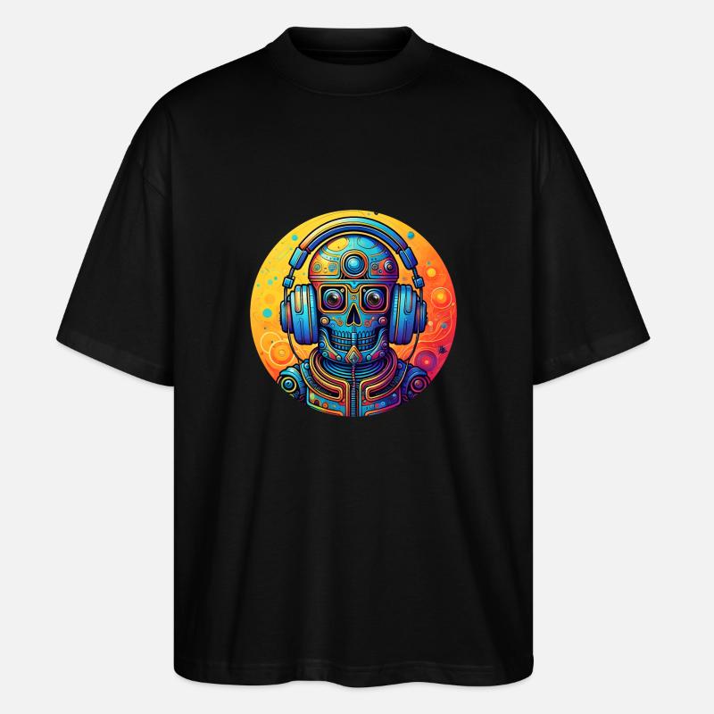SCHÄDEL-ROBOTER - Stanley/Stella Oversized Unisex Bio T-Shirt Blaster 2.0 - Schwarz