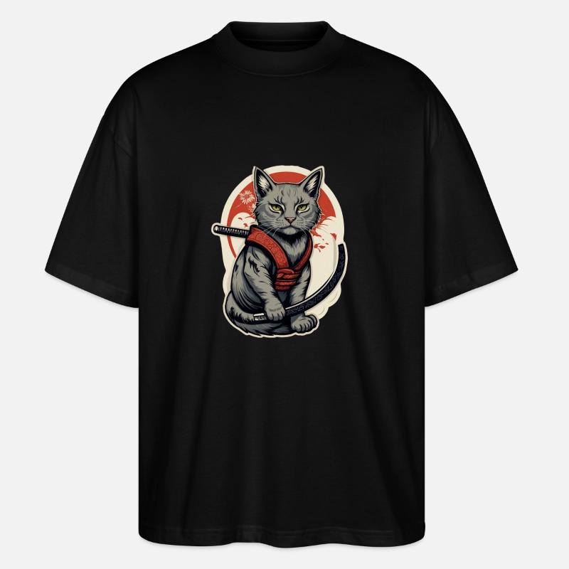 Cat Samurai - Stanley/Stella Oversized Unisex Organic T-shirt Blaster 2.0 - black