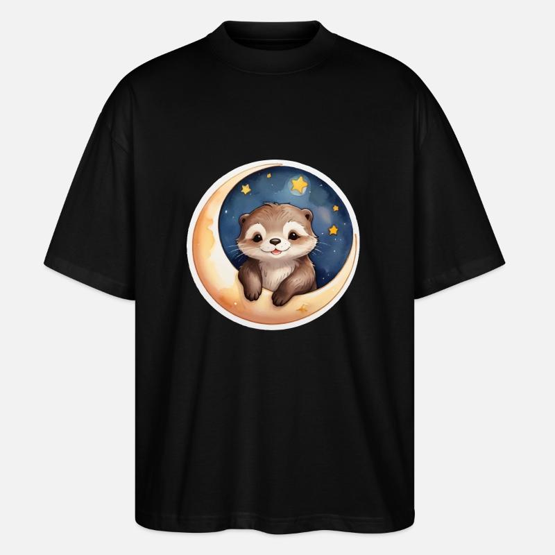 Otter sitzt im Mond - Stanley/Stella Oversized Unisex Bio T-Shirt Blaster 2.0 - Schwarz