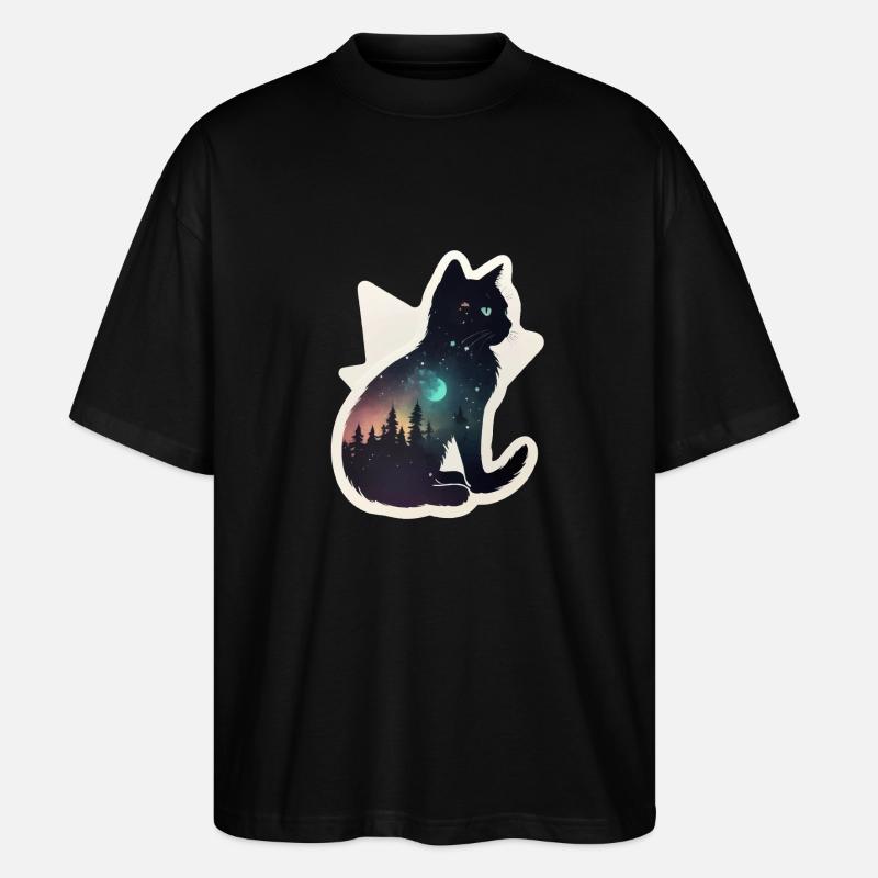 Chat dans les étoiles - T-shirt bio Blaster 2.0 coupe oversize Stanley/Stella Unisexe - noir