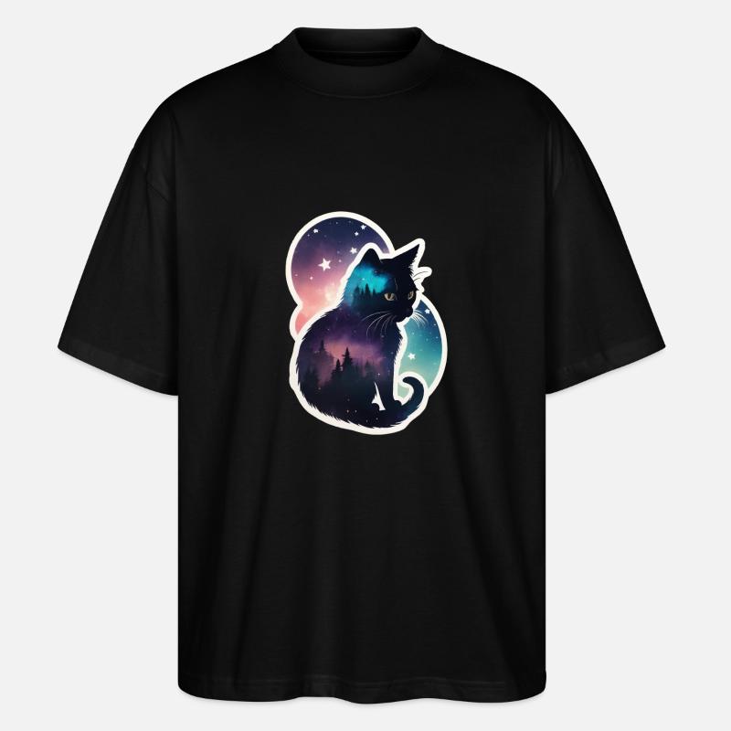 Chat dans les étoiles - T-shirt bio Blaster 2.0 coupe oversize Stanley/Stella Unisexe - noir