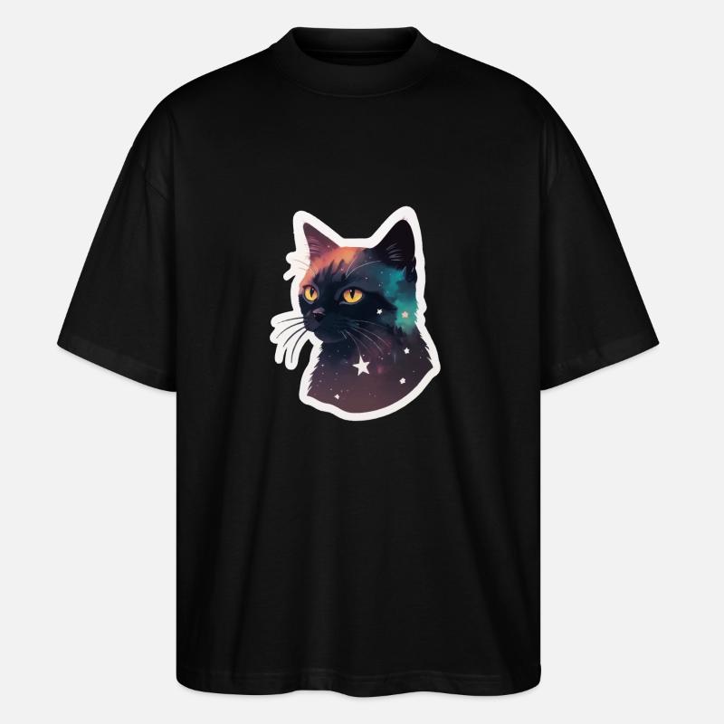 Chat dans les étoiles - T-shirt bio Blaster 2.0 coupe oversize Stanley/Stella Unisexe - noir