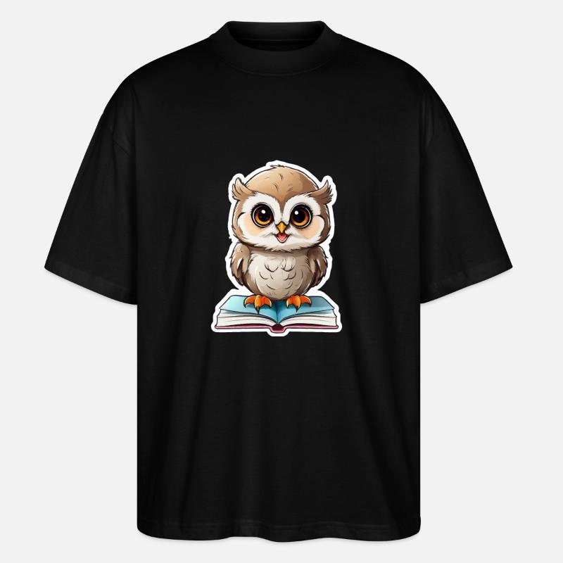 Eule lesen Bücher - Stanley/Stella Oversized Unisex Bio T-Shirt Blaster 2.0 - Schwarz