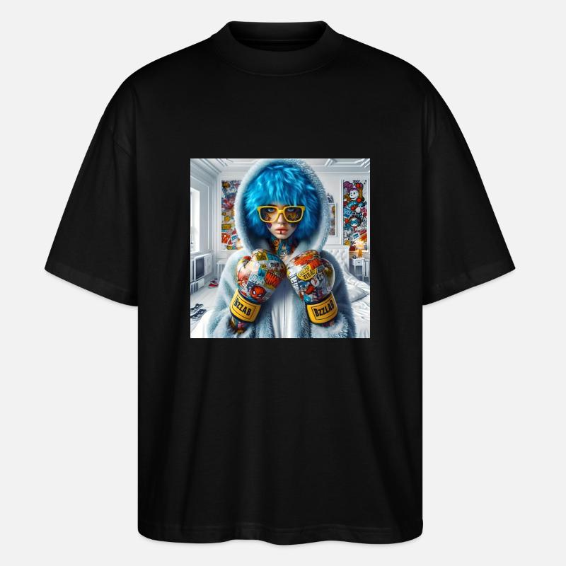 Pop Comic Boxing - Stanley/Stella Oversized Unisex Bio T-Shirt Blaster 2.0 - Schwarz