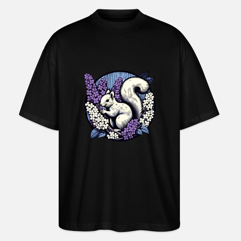 Flieder-Eichhörnchen - Stanley/Stella Oversized Unisex Bio T-Shirt Blaster 2.0 - Schwarz