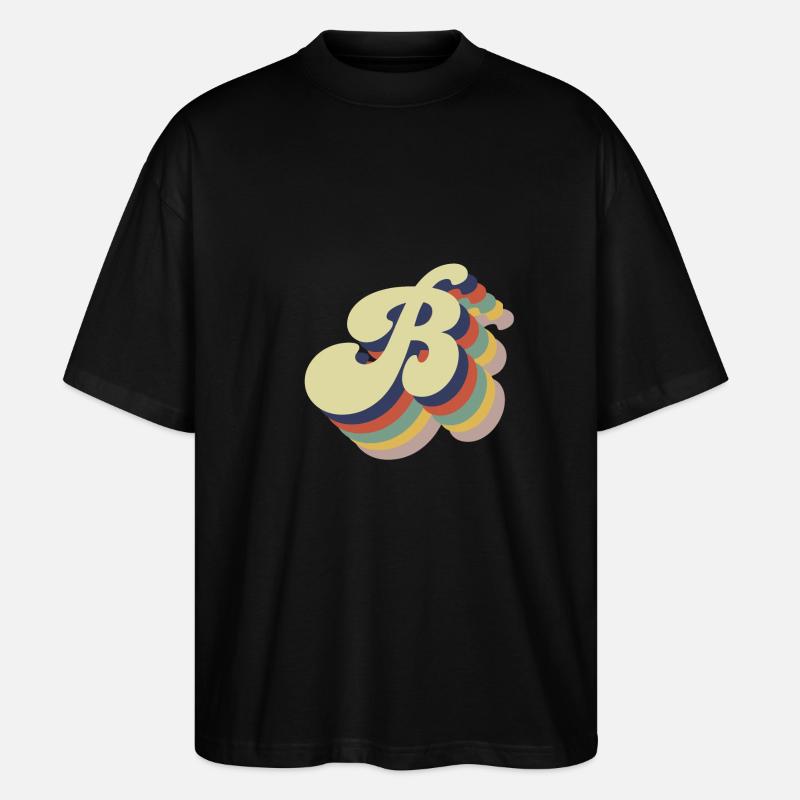 Lettre B rétro - T-shirt bio Blaster 2.0 coupe oversize Stanley/Stella Unisexe - noir
