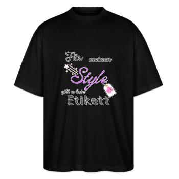 ProllyPolly sagt: Styling ist Alles - Stanley/Stella Oversized Unisex Bio T-Shirt Blaster 2.0 - Schwarz - Vorne - Alina (178cm) & Michal (187cm)