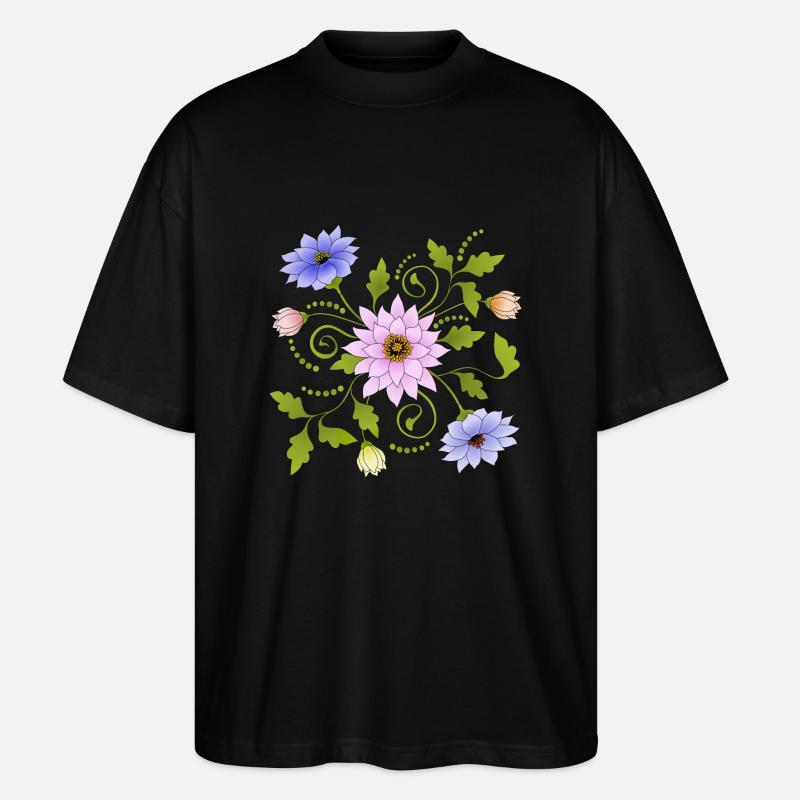 Blumen - Stanley/Stella Oversized Unisex Bio T-Shirt Blaster 2.0 - Schwarz