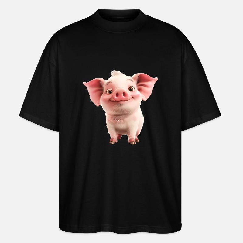 Kleines süßes Ferkel - Stanley/Stella Oversized Unisex Bio T-Shirt Blaster 2.0 - Schwarz
