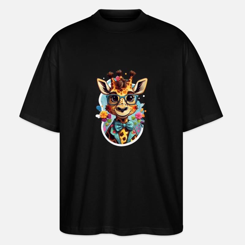 Girafe comique cool drôle - T-shirt bio Blaster 2.0 coupe oversize Stanley/Stella Unisexe - noir