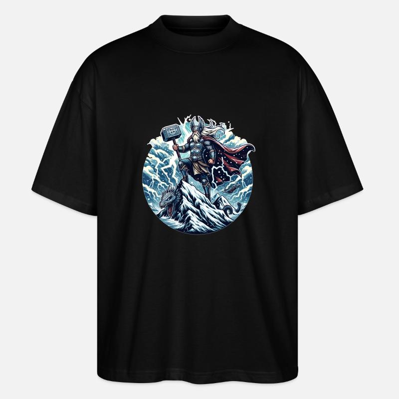 Der Gott des Donners - Stanley/Stella Oversized Unisex Bio T-Shirt Blaster 2.0 - Schwarz