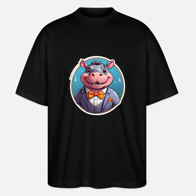 Lustiges Comic Nilpferd - Stanley/Stella Oversized Unisex Bio T-Shirt Blaster 2.0 - Schwarz