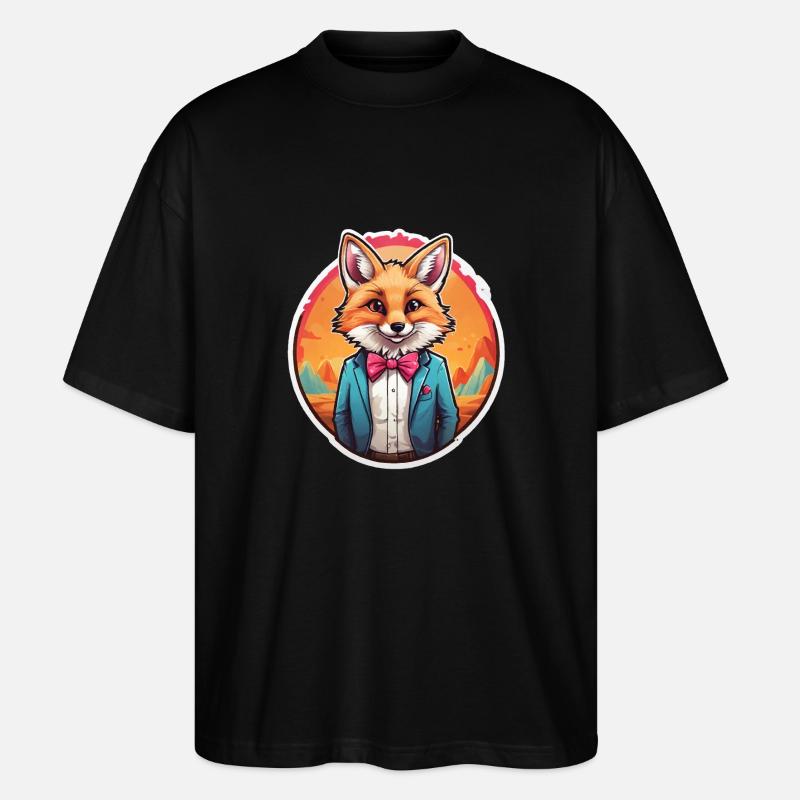 Lustiges Comic Fuchs - Stanley/Stella Oversized Unisex Bio T-Shirt Blaster 2.0 - Schwarz