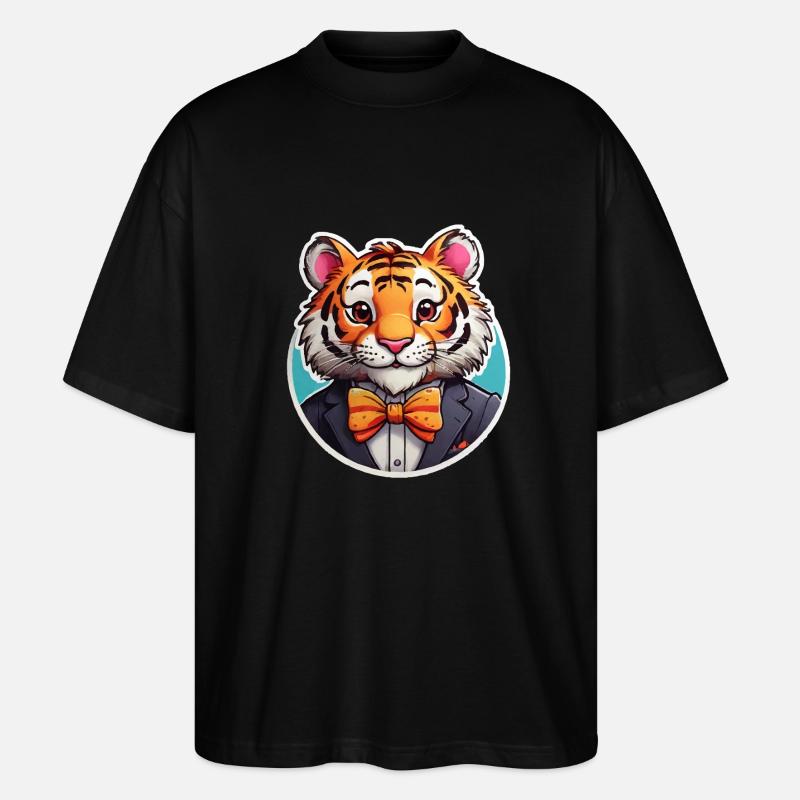 Lustiges Comic Tiger - Stanley/Stella Oversized Unisex Bio T-Shirt Blaster 2.0 - Schwarz