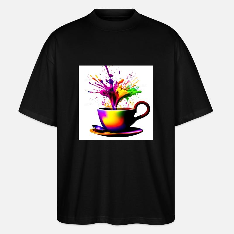 Kaffeetassen bunt 36 - Stanley/Stella Oversized Unisex Bio T-Shirt Blaster 2.0 - Schwarz