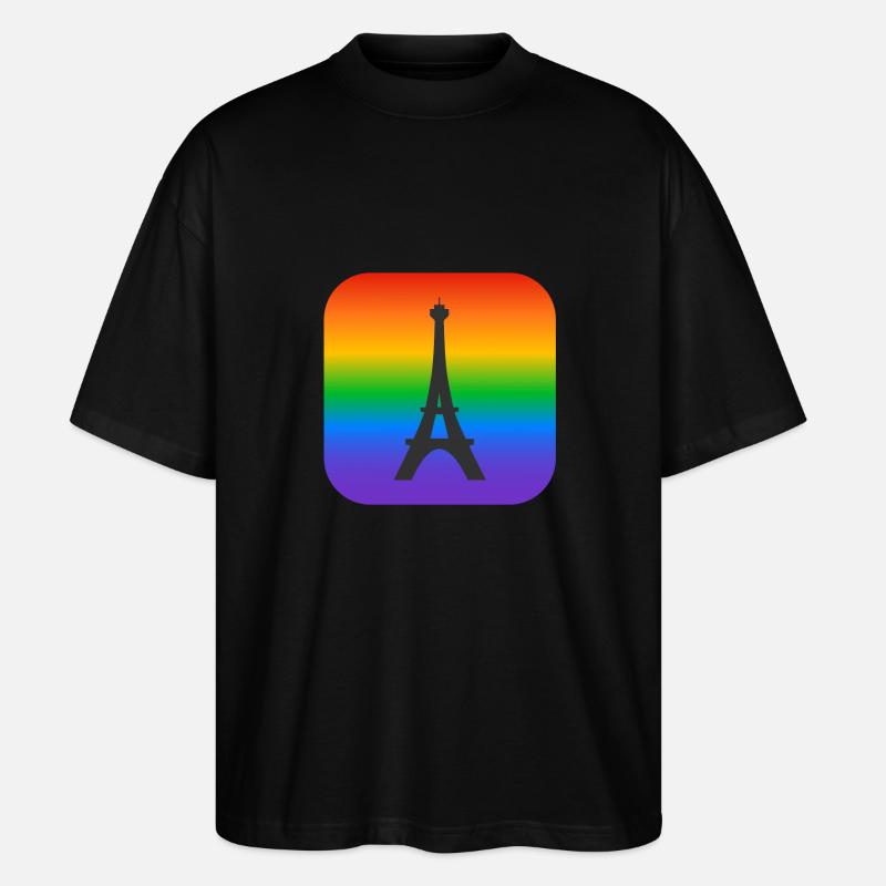 Paris Rainbow Tour Eiffel - T-shirt bio Blaster 2.0 coupe oversize Stanley/Stella Unisexe - noir