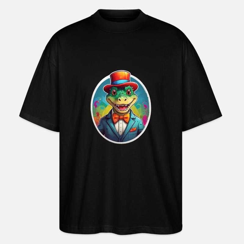 Lustiges Comic Krokodiel - Stanley/Stella Oversized Unisex Bio T-Shirt Blaster 2.0 - Schwarz